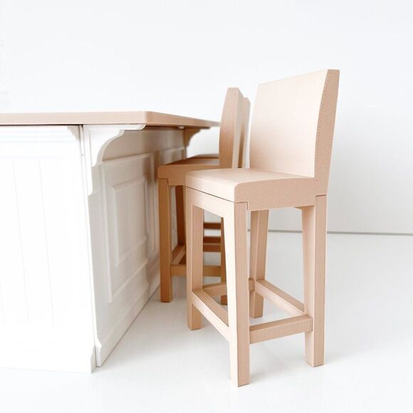 Barbie Integrity Doll White Kitchen Island 1:6 Scale 3 Matched Chairs 3D Printed - Picture 3 of 13